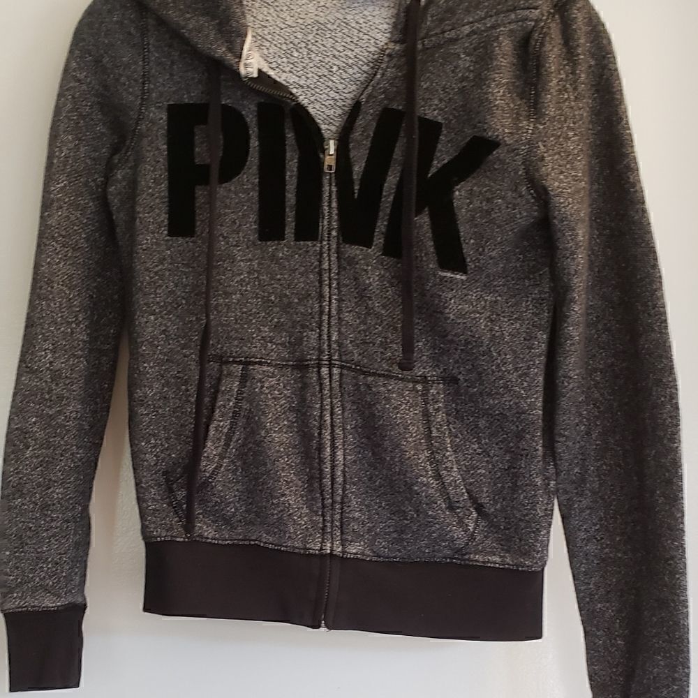 Victoria's secret PINK gray and black zippered hoodie